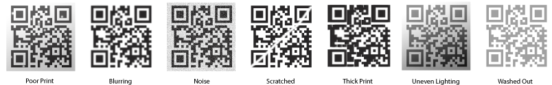 Hard to read conditions for QR Codes