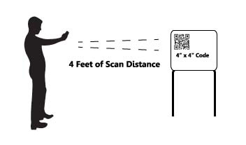 4 feet of scan distance for 4" x 4" code